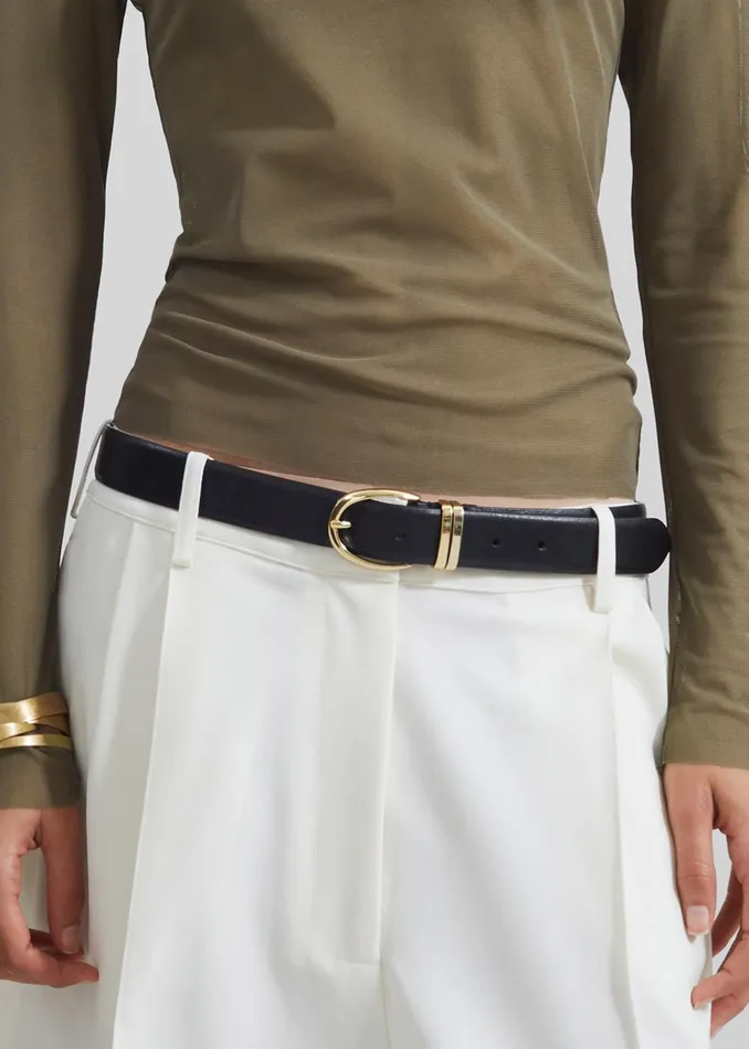 Women Ora Leather Belt 8211 BlackGold The Frankie Shop