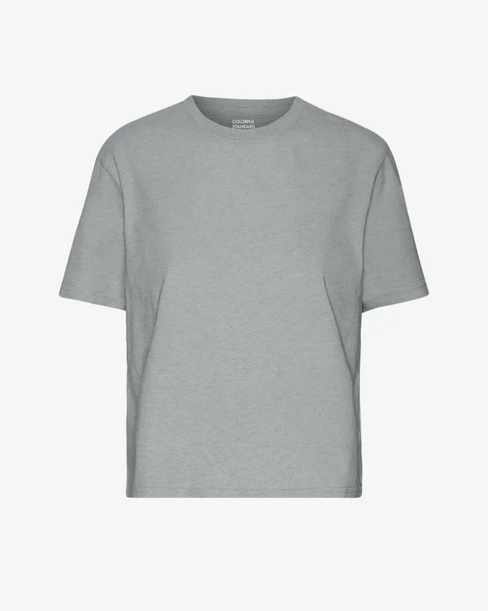 Women Organic Boxy Crop Tee Heather Grey Colorful Standard TShirts