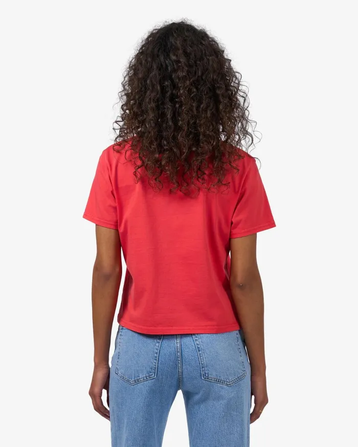 Women Organic Boxy Crop Tee Red Tangerine Colorful Standard TShirts