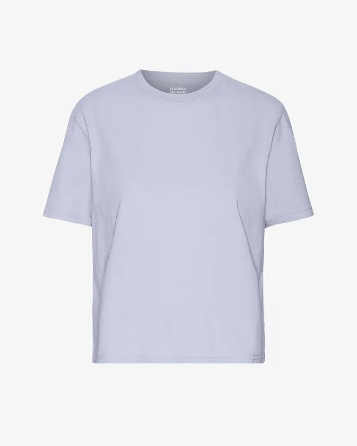 Women Organic Boxy Crop Tee Soft Lavender Colorful Standard TShirts