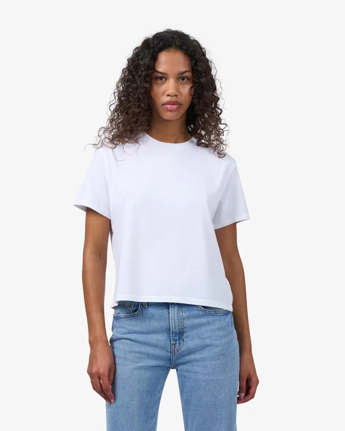 Women Organic Boxy Crop Tee Soft Lavender Colorful Standard TShirts