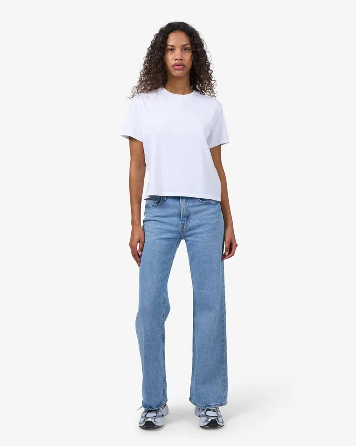 Women Organic Boxy Crop Tee Soft Lavender Colorful Standard TShirts