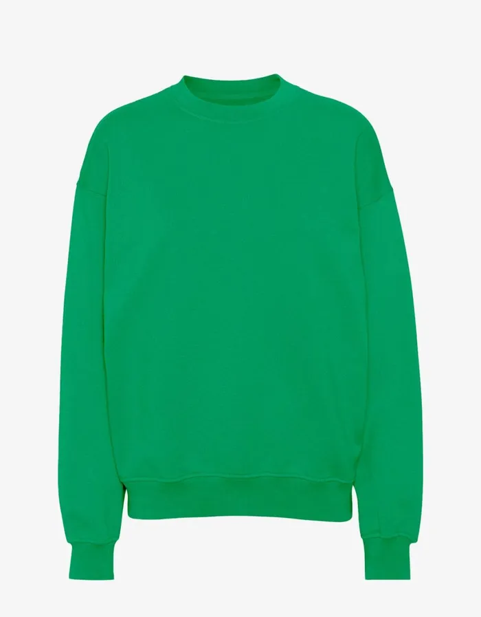 Women Organic Oversized Crew Kelly Green Colorful Standard Crewneck Sweatshirts