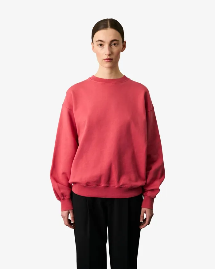 Women Organic Oversized Crew Sunny Orange Colorful Standard Crewneck Sweatshirts
