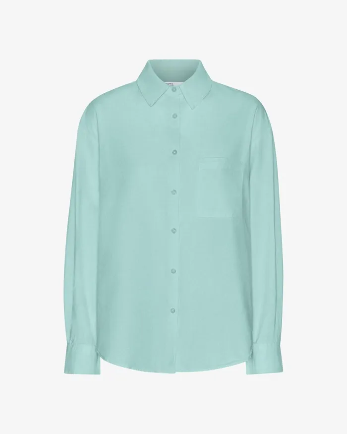 Women Organic Oversized Shirt Teal Blue Colorful Standard Shirts