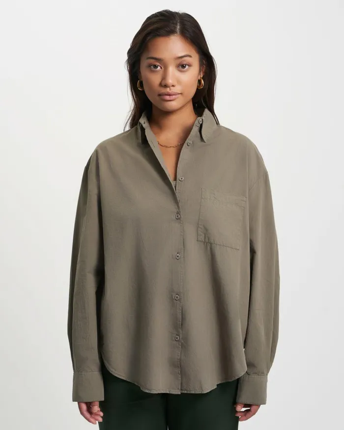 Women Organic Oversized Shirt Teal Blue Colorful Standard Shirts