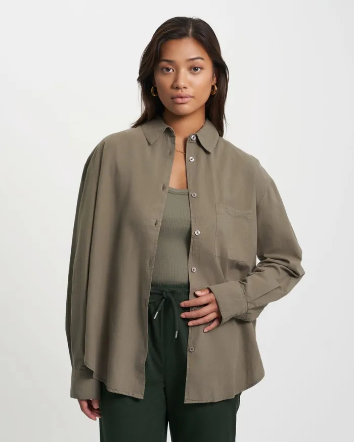 Women Organic Oversized Shirt Teal Blue Colorful Standard Shirts