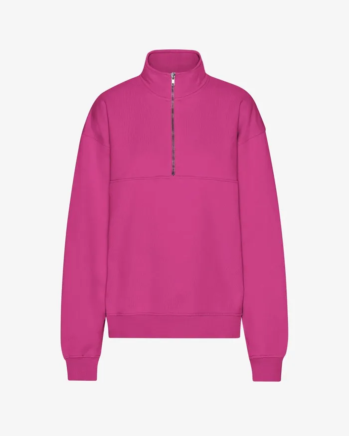 Women Organic Quarter Zip Magenta Blaze Colorful Standard Quarter Zips