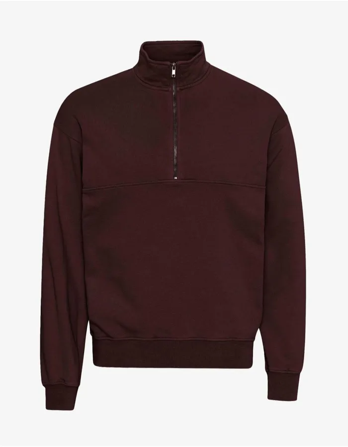 Women Organic Quarter Zip Oxblood Red Colorful Standard Quarter Zips