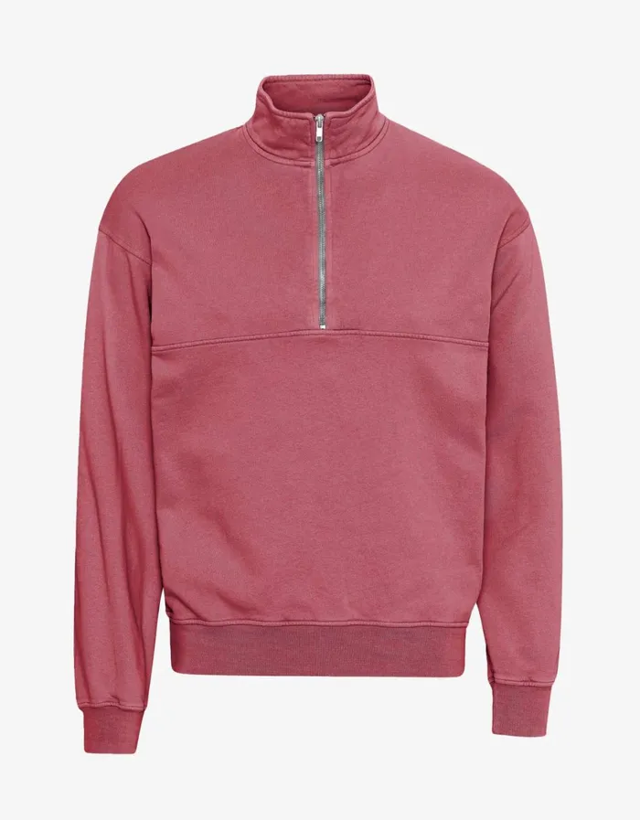 Women Organic Quarter Zip Raspberry Pink Colorful Standard Quarter Zips