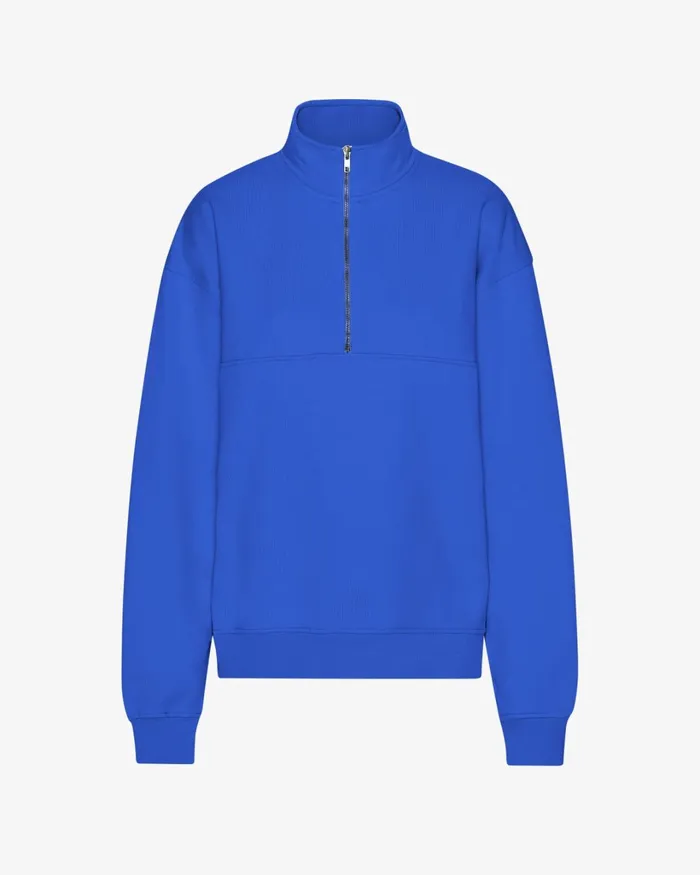 Women Organic Quarter Zip Sapphire Blue Colorful Standard Quarter Zips