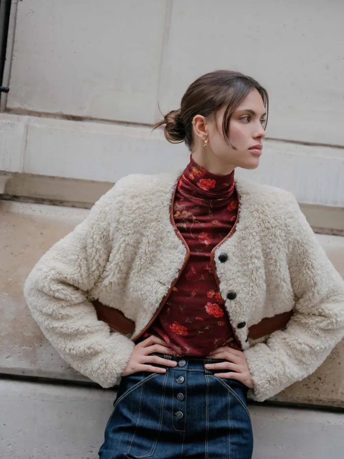 Women Outerwear Cinq Sept Naia Jacket Ivorymahogany