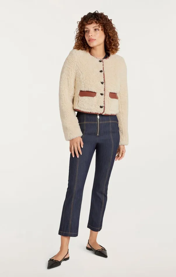 Women Outerwear Cinq Sept Naia Jacket Ivorymahogany