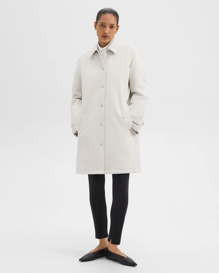 Women Outerwear Theory Car Coat In CottonBlend Sand