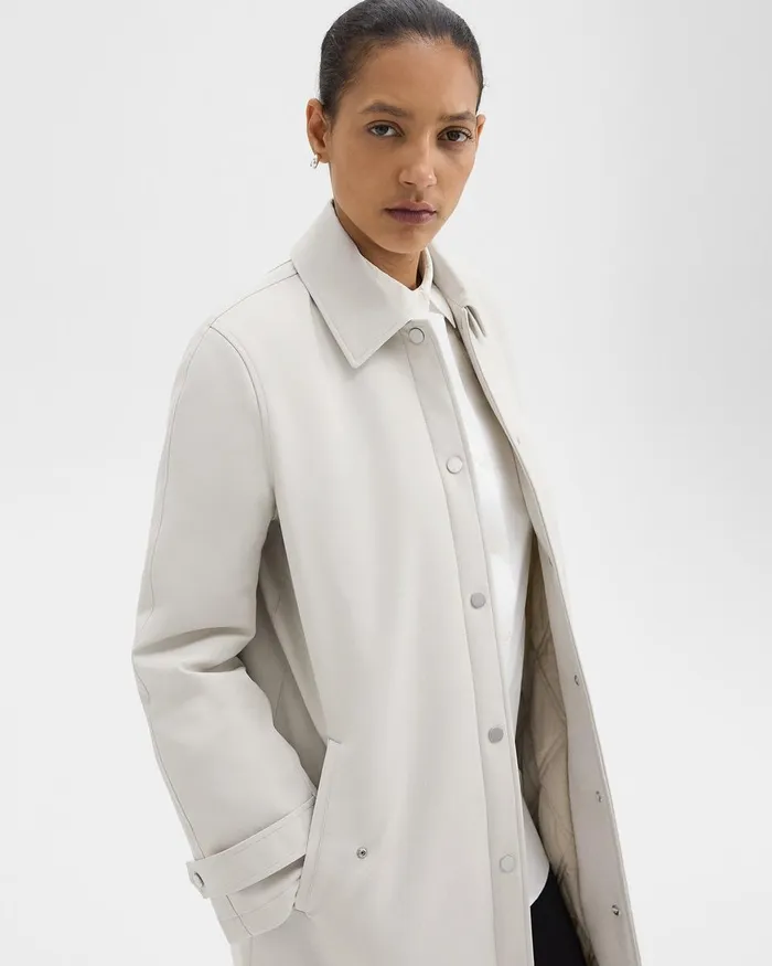 Women Outerwear Theory Car Coat In CottonBlend Sand