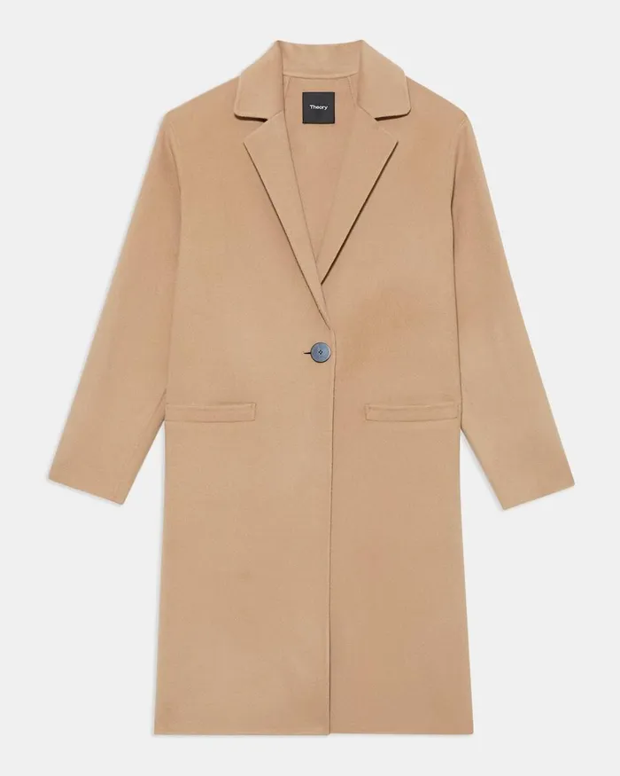 Women Outerwear Theory Overcoat In DoubleFace WoolCashmere Palomino