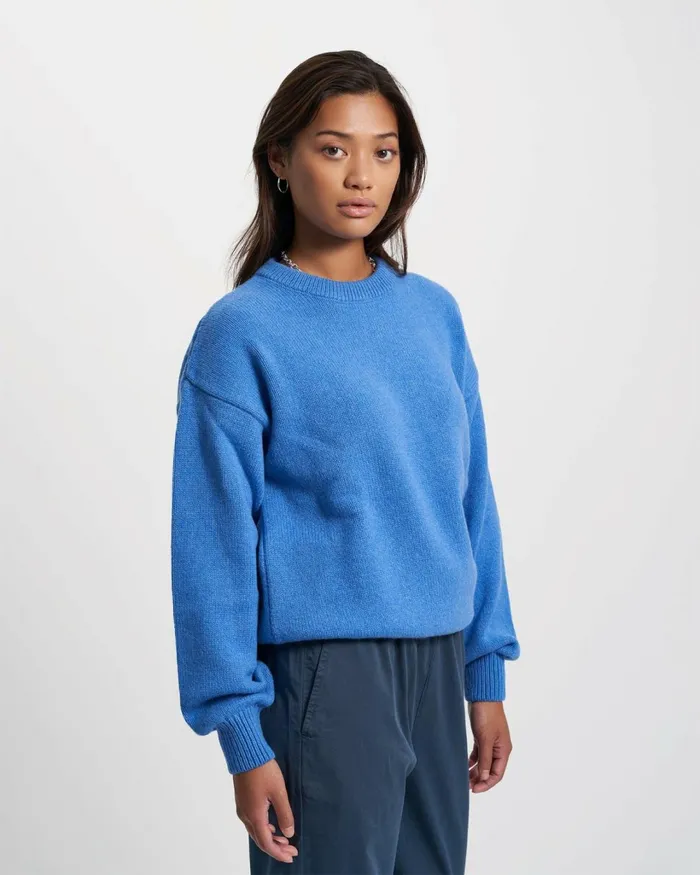 Women Oversized Merino Wool Crew Oxblood Red Colorful Standard Knit Sweaters