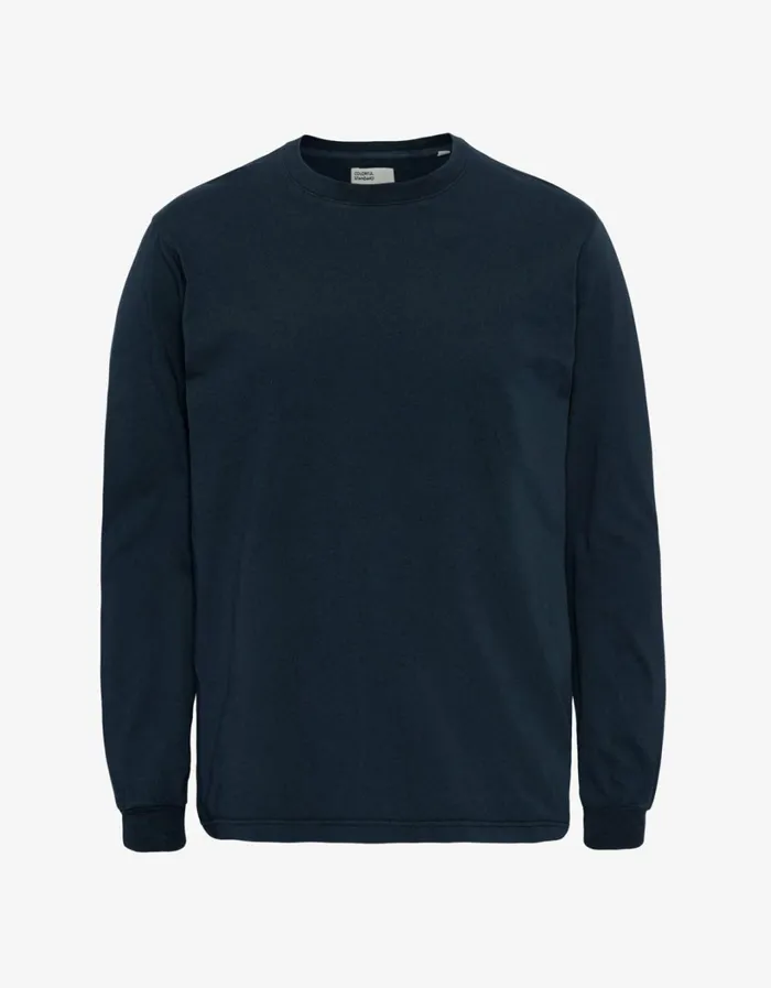 Women Oversized Organic LS TShirt Navy Blue Colorful Standard TShirts