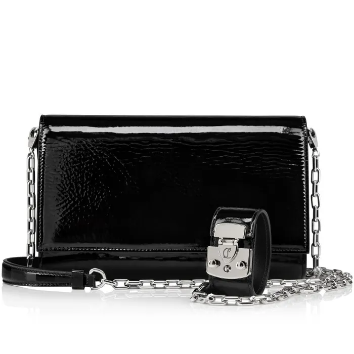 Women Paloma Clutch 8211 Vog Patent Leather 8211 Black Christian Louboutin Clutches and Evening Bags