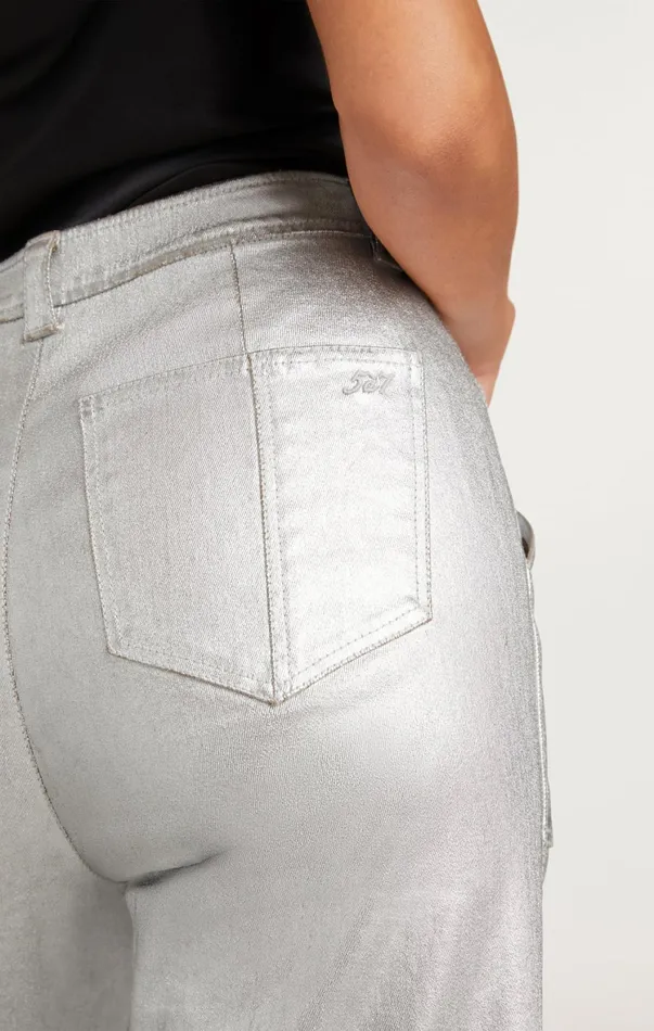 Women Pants Cinq Sept Textured Foil Benji Pant Silver