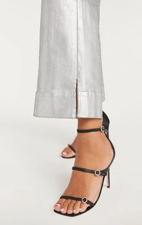Women Pants Cinq Sept Textured Foil Benji Pant Silver