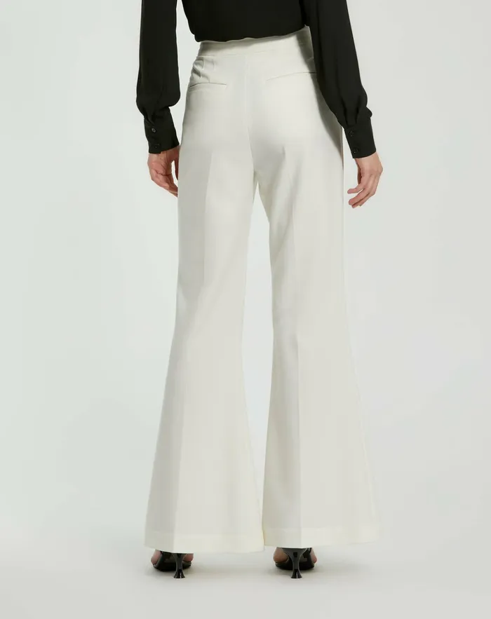 Women Pants Mac Duggal Ivory Classic Crepe Flared Trouser Pant 8211 FINAL SALE Ivory