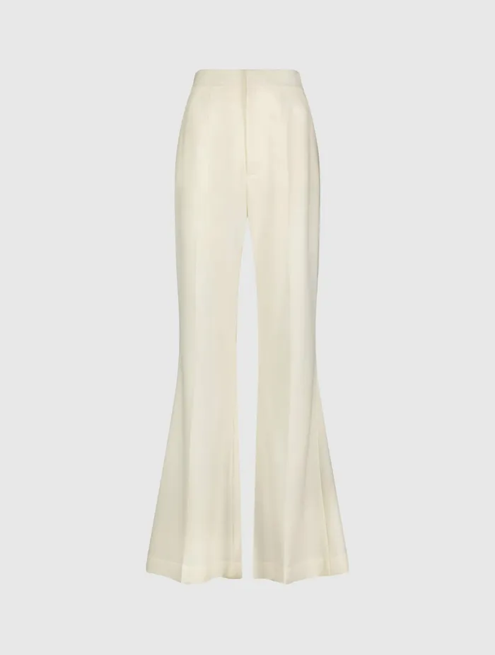 Women Pants Mac Duggal Ivory Classic Crepe Flared Trouser Pant 8211 FINAL SALE Ivory