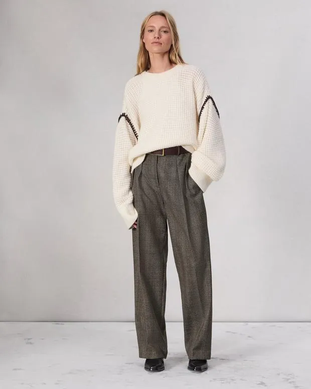 Women Pants Rag and Bone Francine Plaid Wool Pant Brown Plaid