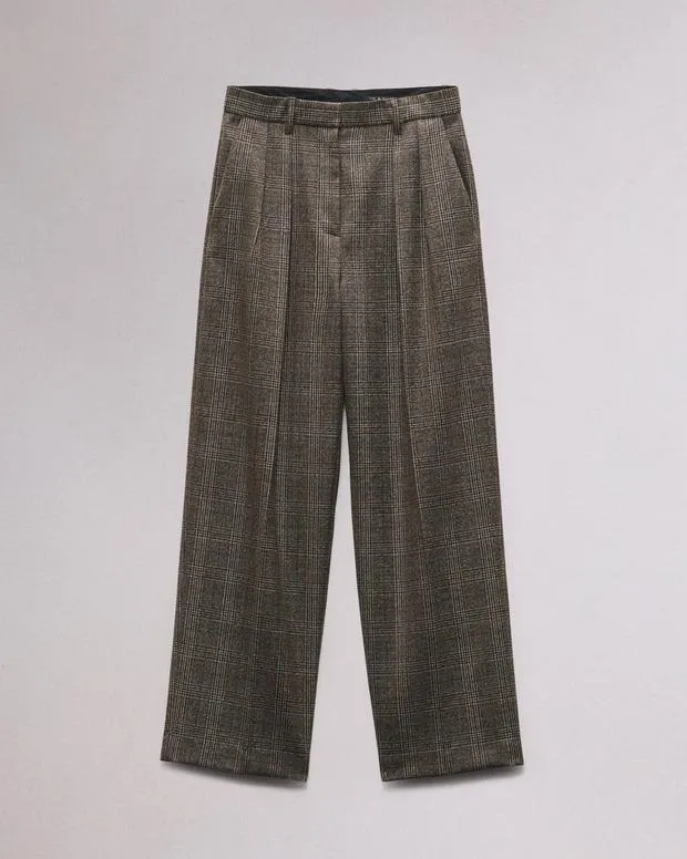 Women Pants Rag and Bone Francine Plaid Wool Pant Brown Plaid