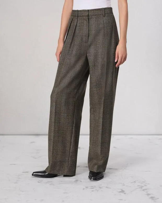 Women Pants Rag and Bone Francine Plaid Wool Pant Brown Plaid