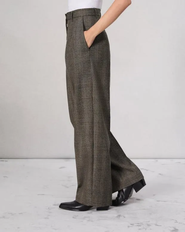 Women Pants Rag and Bone Francine Plaid Wool Pant Brown Plaid