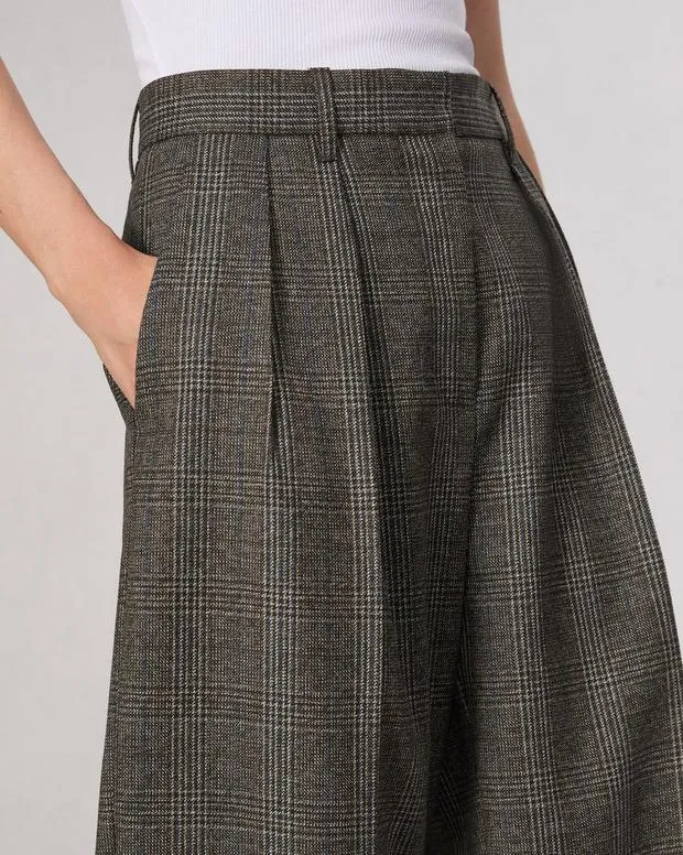 Women Pants Rag and Bone Francine Plaid Wool Pant Brown Plaid