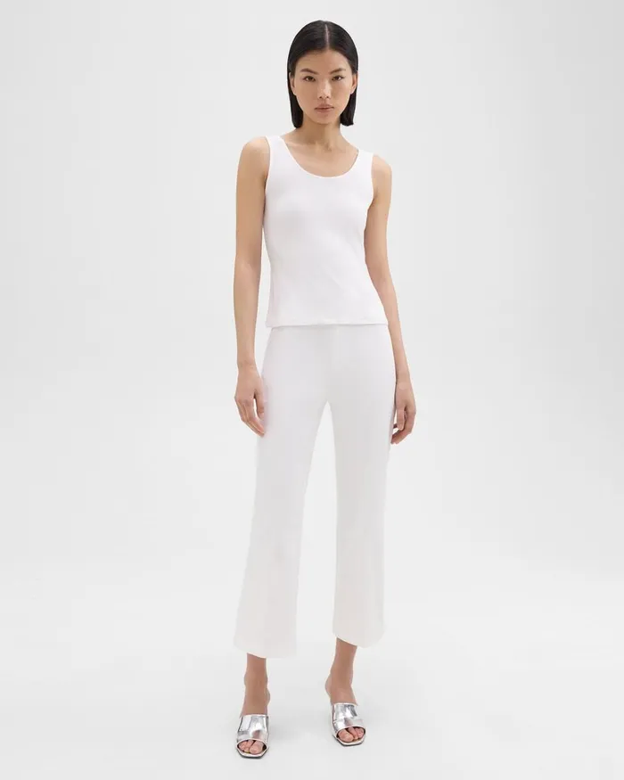 Women Pants Theory Cropped Kick Pant In Stretch CottonBlend White