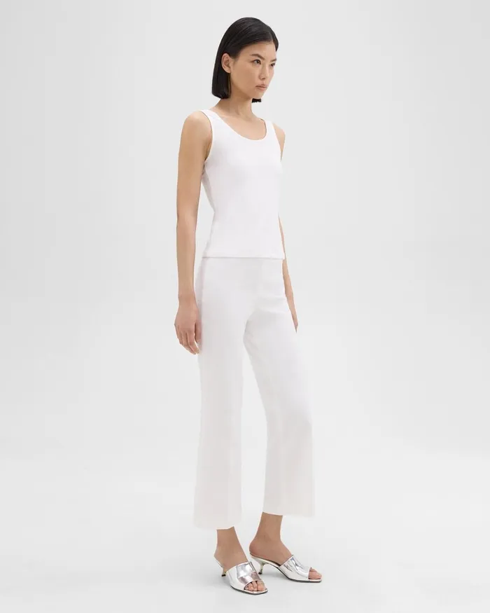 Women Pants Theory Cropped Kick Pant In Stretch CottonBlend White