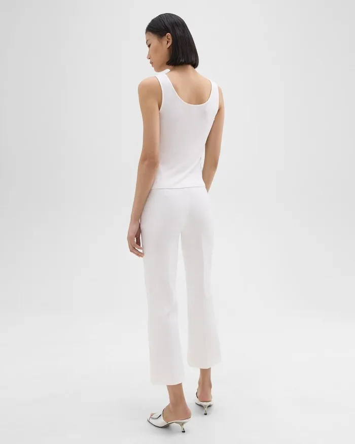 Women Pants Theory Cropped Kick Pant In Stretch CottonBlend White