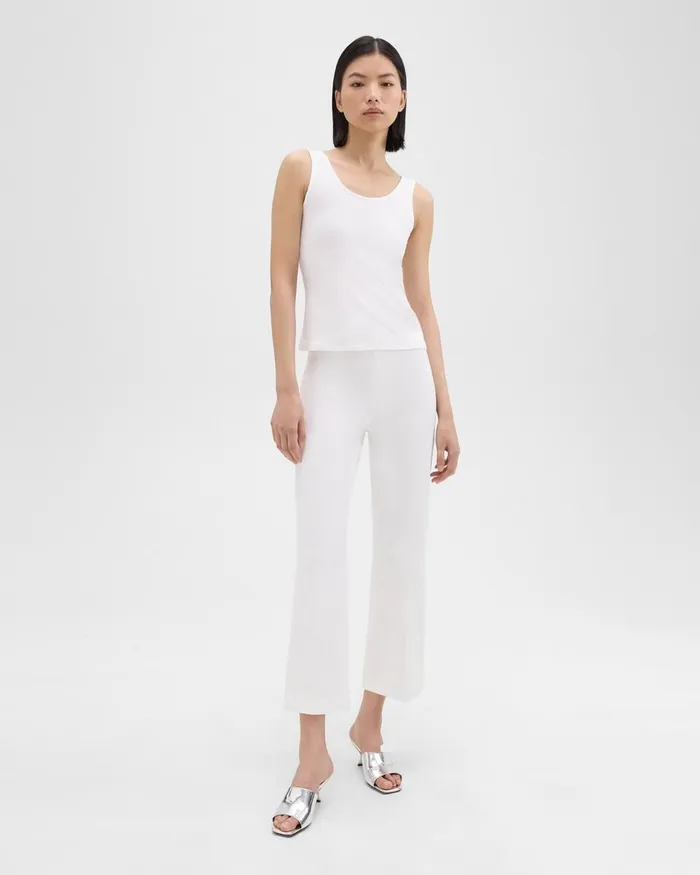 Women Pants Theory Cropped Kick Pant In Stretch CottonBlend White