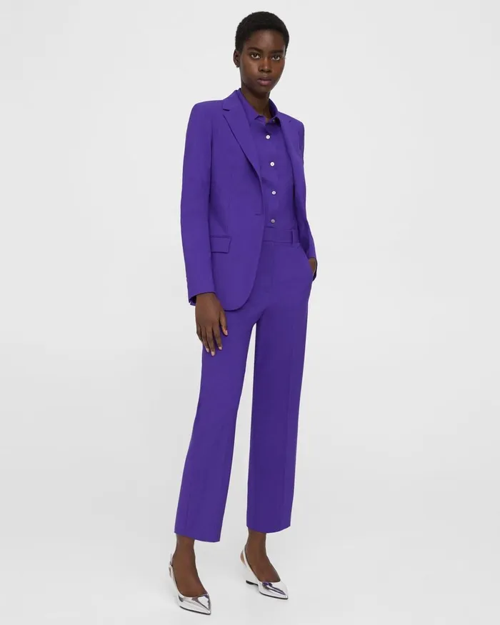 Women Pants Theory HighWaist StraightLeg Pant In Good Wool Blue Iris