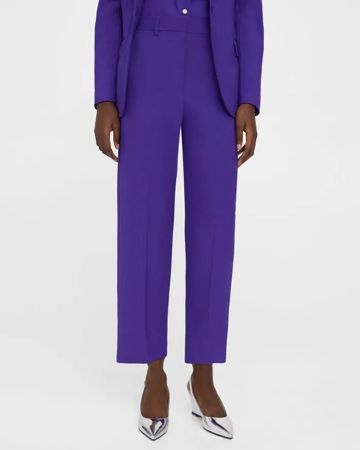 Women Pants Theory HighWaist StraightLeg Pant In Good Wool Blue Iris