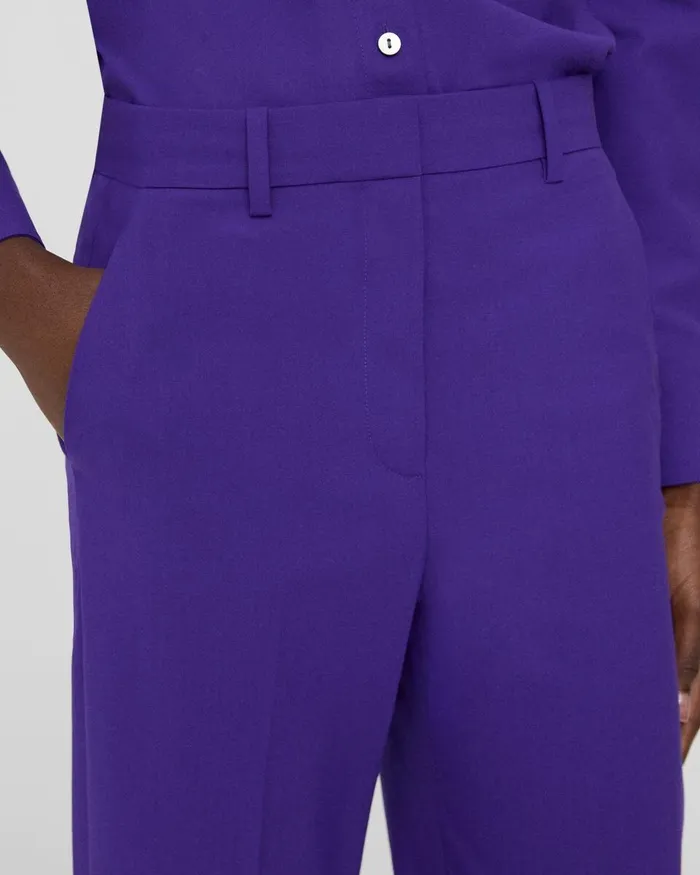 Women Pants Theory HighWaist StraightLeg Pant In Good Wool Blue Iris