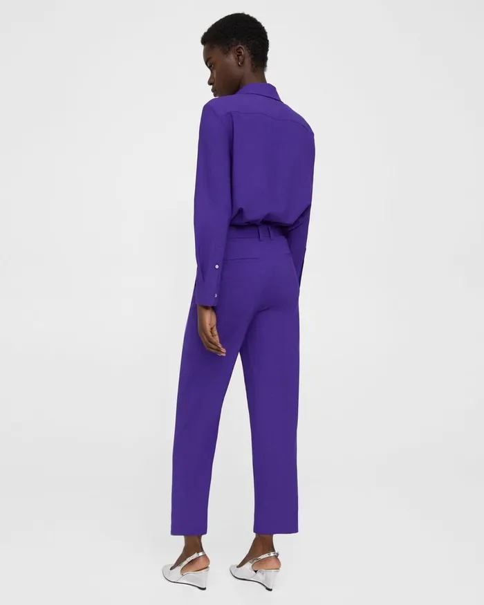 Women Pants Theory HighWaist StraightLeg Pant In Good Wool Blue Iris