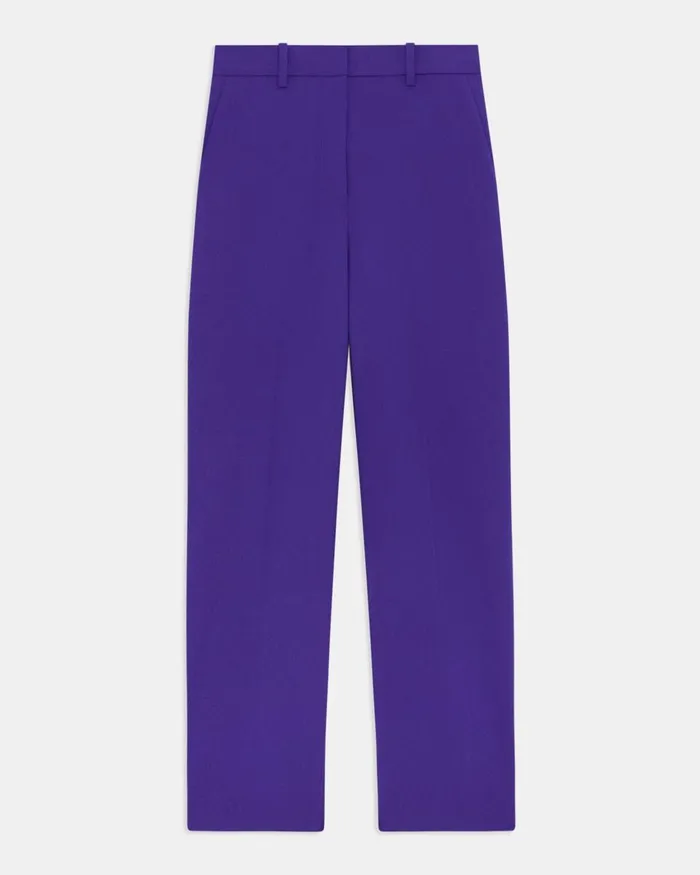 Women Pants Theory HighWaist StraightLeg Pant In Good Wool Blue Iris