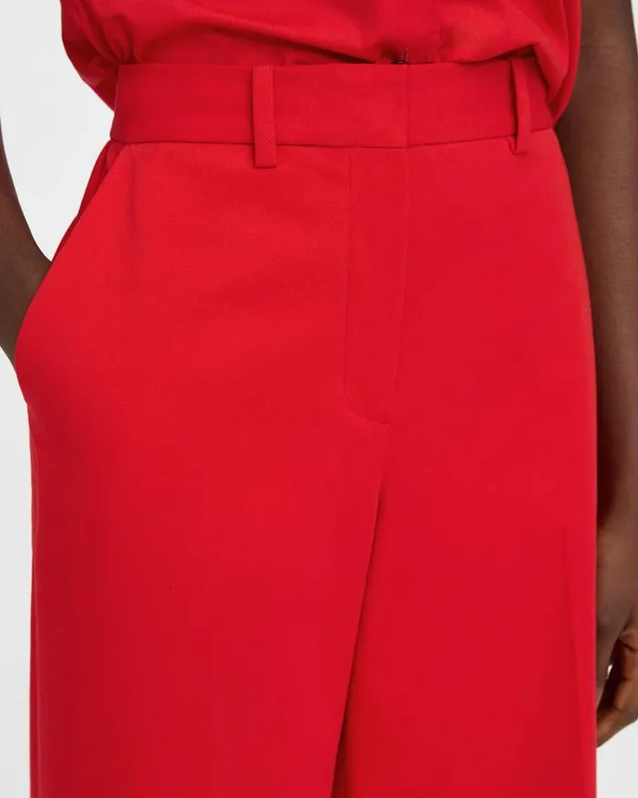 Women Pants Theory HighWaist WideLeg Pant In Stretch Cotton Twill Grenadine