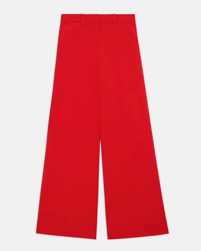 Women Pants Theory HighWaist WideLeg Pant In Stretch Cotton Twill Grenadine
