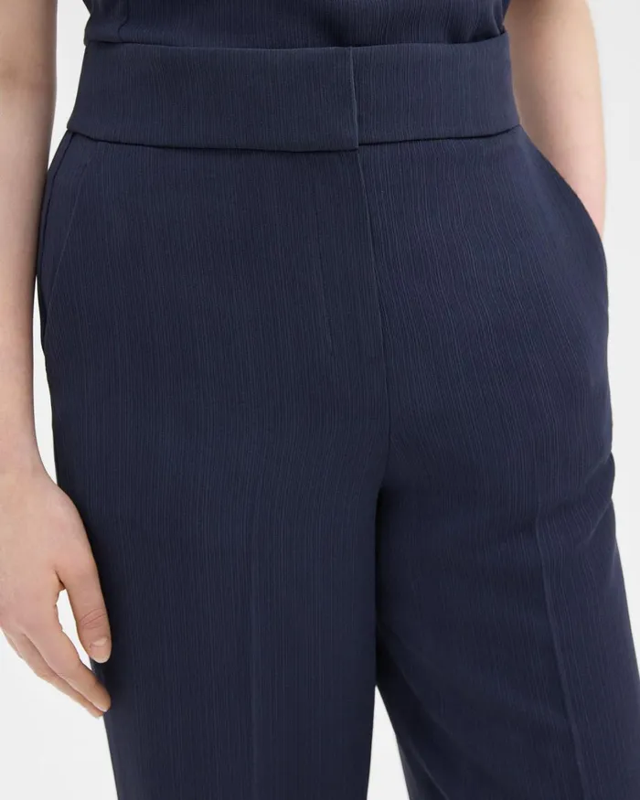 Women Pants Theory HighWaist WideLeg Pant In Striped Admiral Crepe Nocturne Navy