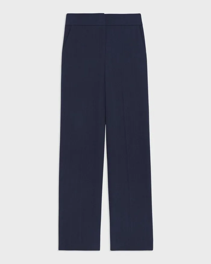 Women Pants Theory HighWaist WideLeg Pant In Striped Admiral Crepe Nocturne Navy