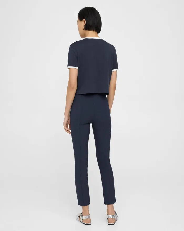 Women Pants Theory Pintucked Slim Pant In Stretch Cotton Nocturne Navy