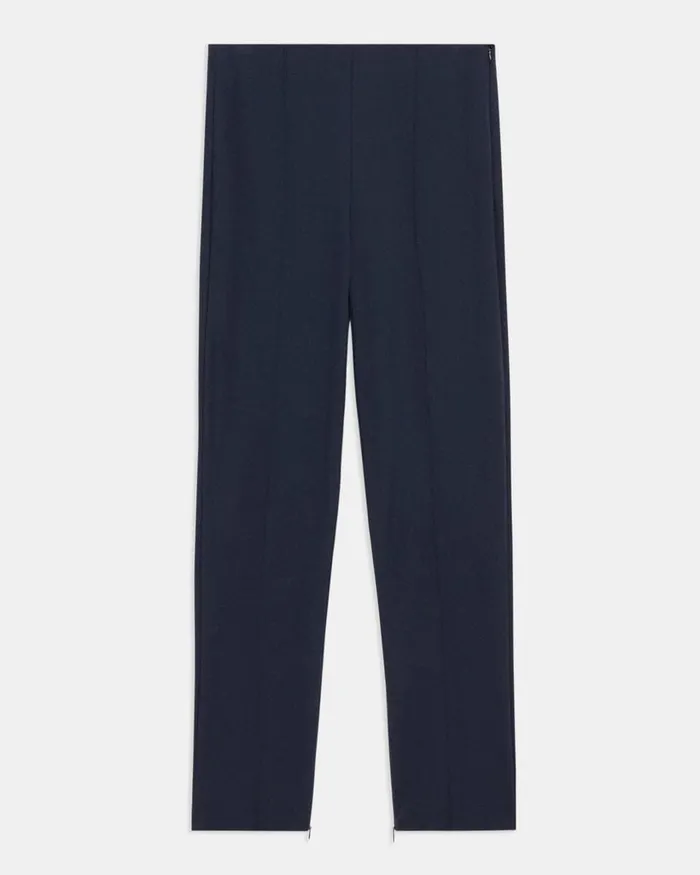 Women Pants Theory Pintucked Slim Pant In Stretch Cotton Nocturne Navy