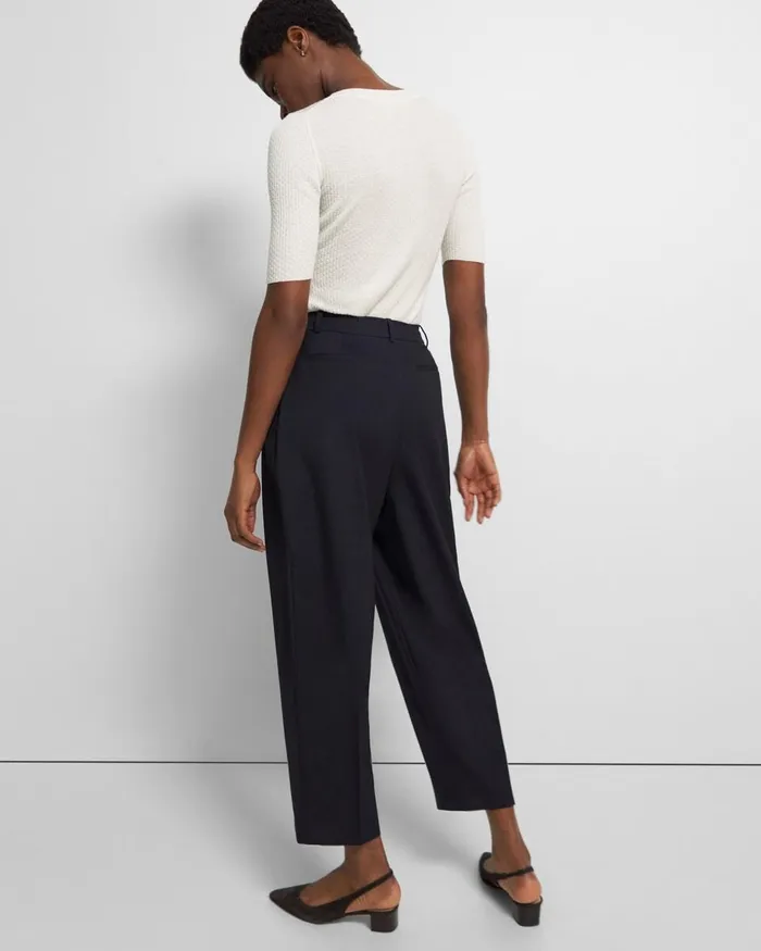 Women Pants Theory Pleated Carrot Pant In Good Wool New Navy