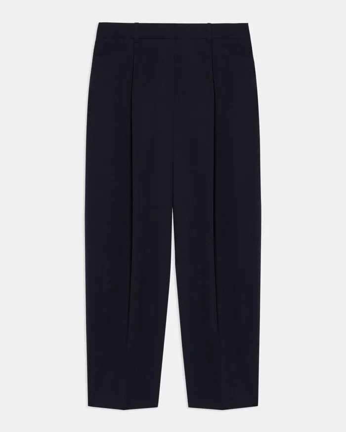 Women Pants Theory Pleated Carrot Pant In Good Wool New Navy