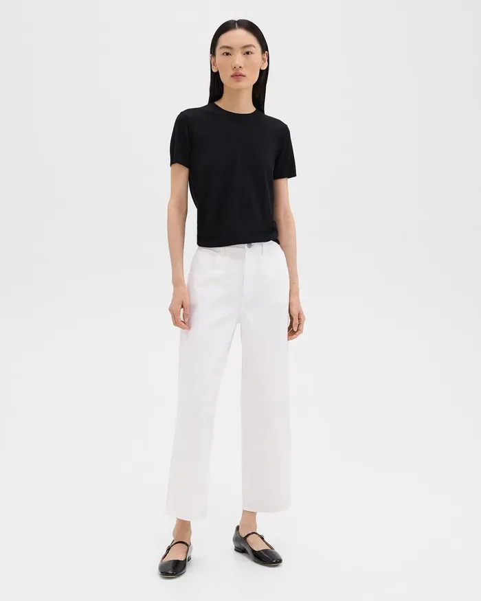 Women Pants Theory Relaxed Straight Jean In Denim Optic White